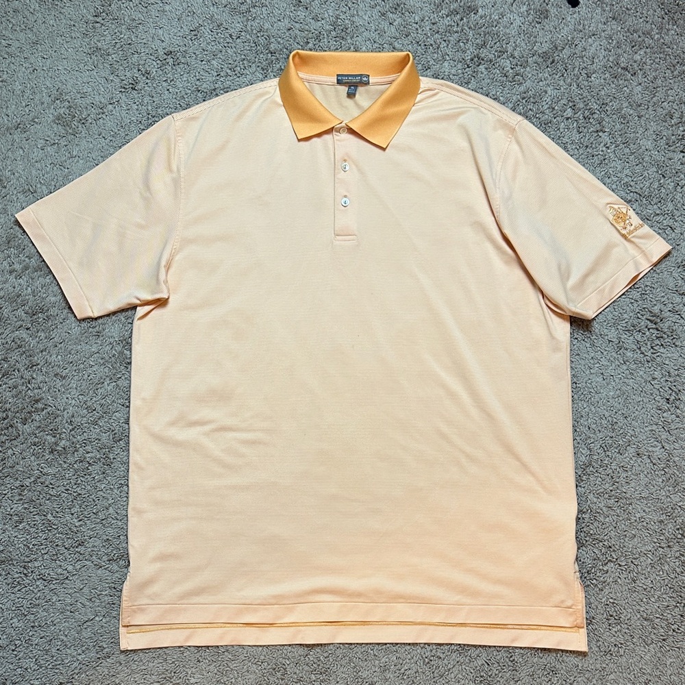 Peter Millar Summer Comfort Men's Striped Polo T-Shirt Orange Size XL